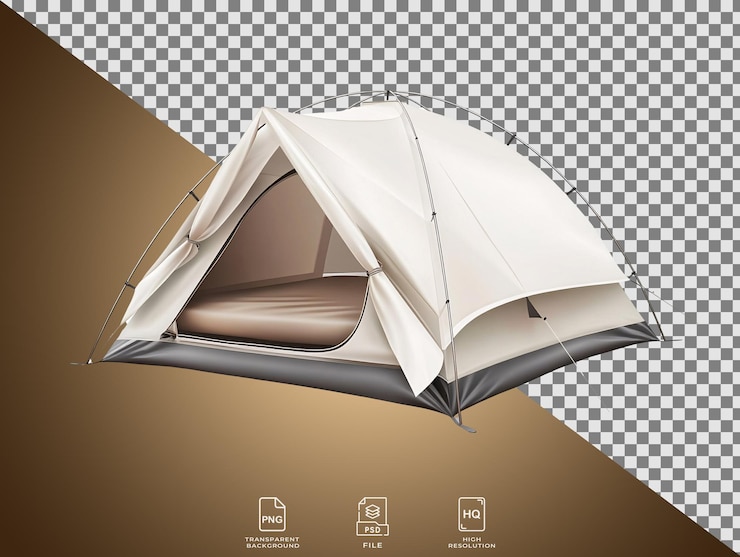 PSD a white tent with a brown pillow