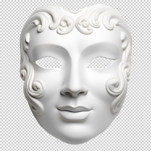 white theatrical mask on isolated transparent background