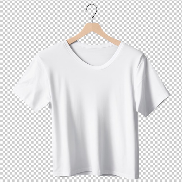 White tshirt on a hanger on a transparent background