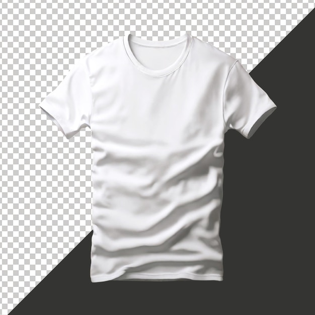 PSD white tshirt mockup front side view with transparent background