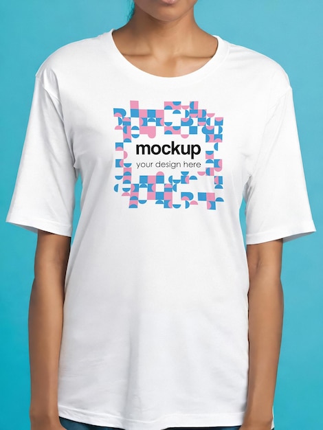 White tshirt mockup girl tee showcase template unisex aesthetic branding mockup