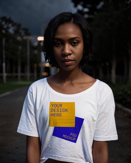 white tshirt mockup tee black girl merch showcase template unisex streetwear aesthetic branding