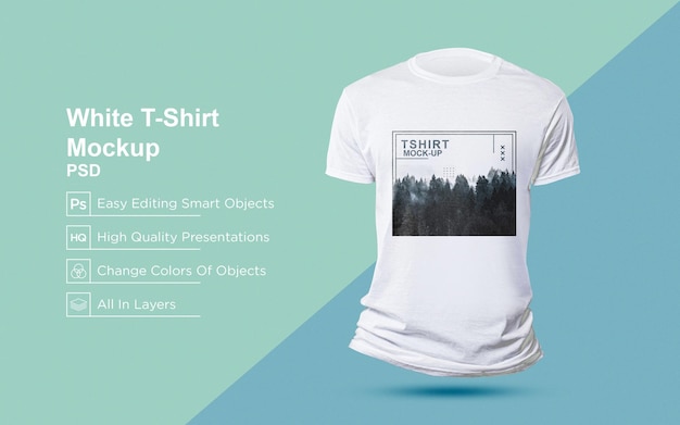 PSD white tshirt model front view mockup