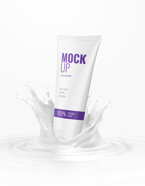 White tube splash mockup advertising