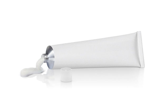 PSD white tube with ointment transparent background