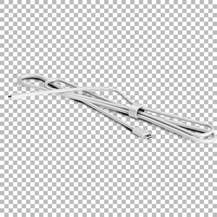 PSD белый usb-кабель, аккуратно расположенный для передачи данных и зарядки устройств