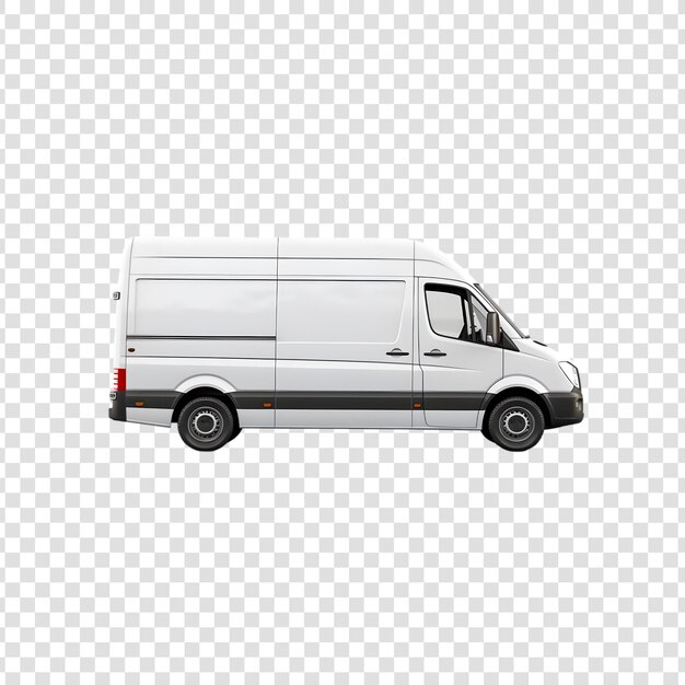 White van with black wheels on a transparent background