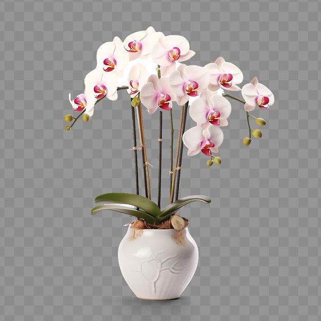 PSD a white vase with pink and white flowers in it