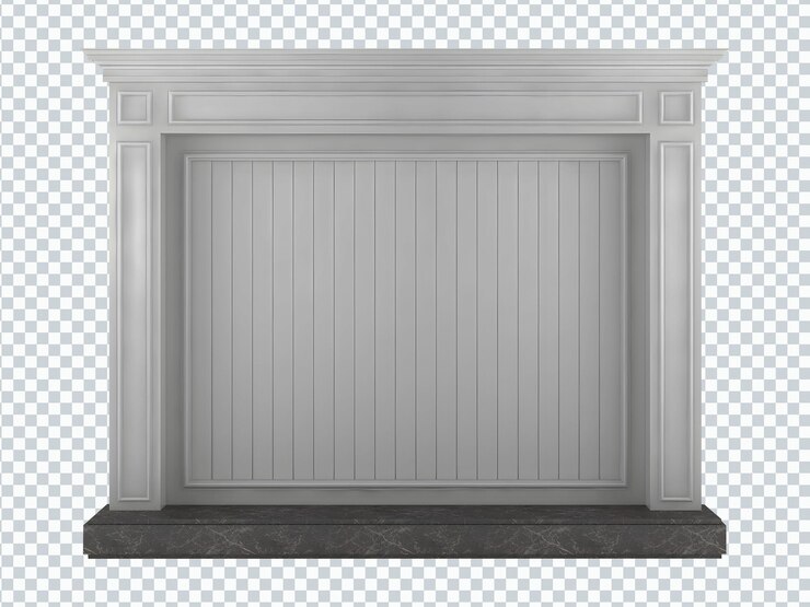 White vintage wooden chimney mockup isolated. Transparent.