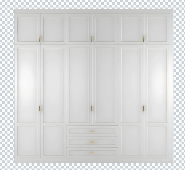 White vintage wooden wardrobe 6 doors transparent