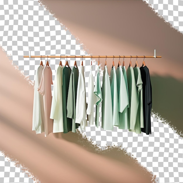 PSD white wall background with clothes on a hanger