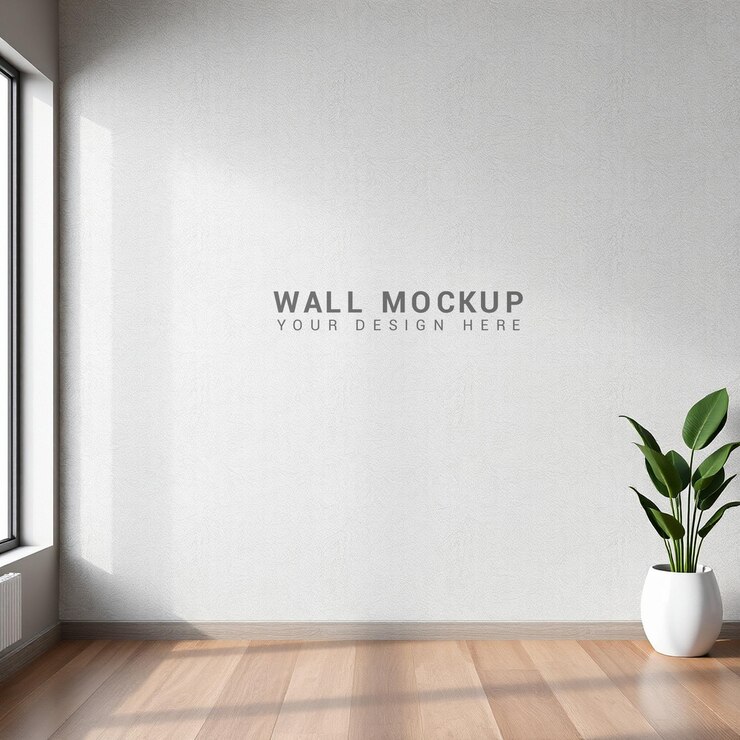 PSD a white wall with a plant on it and a plant on the wall