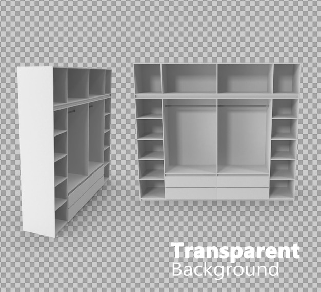 PSD white wardrobe cupboard on transparent background