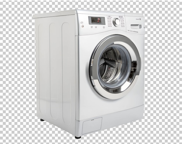a white washing machine with a black screen isolated on transparent background PNG and PSD
