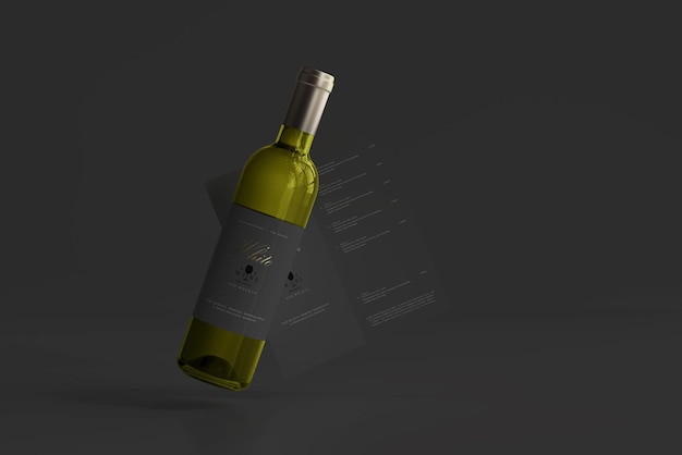 White wine bottle with menu mockup