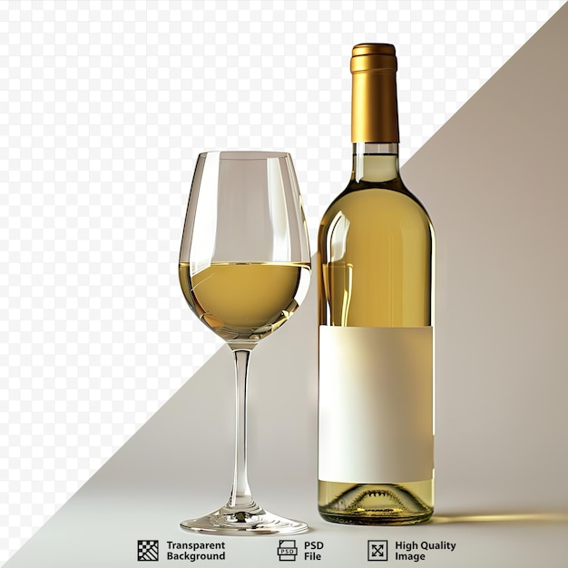 PSD white wine glass and bottle