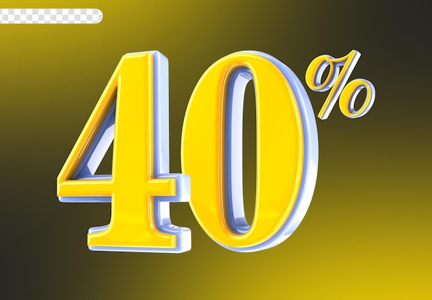 White With Yellow Number 40 3D Render