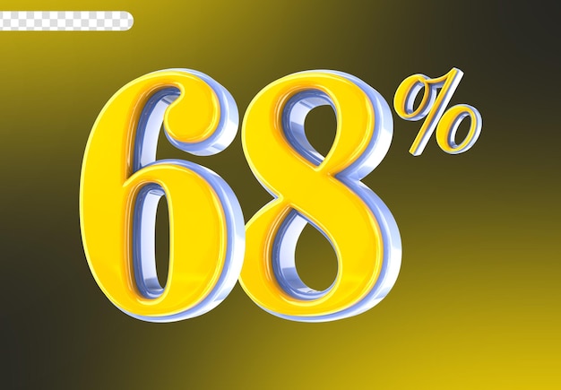 PSD bianco con numero giallo 68 render 3d