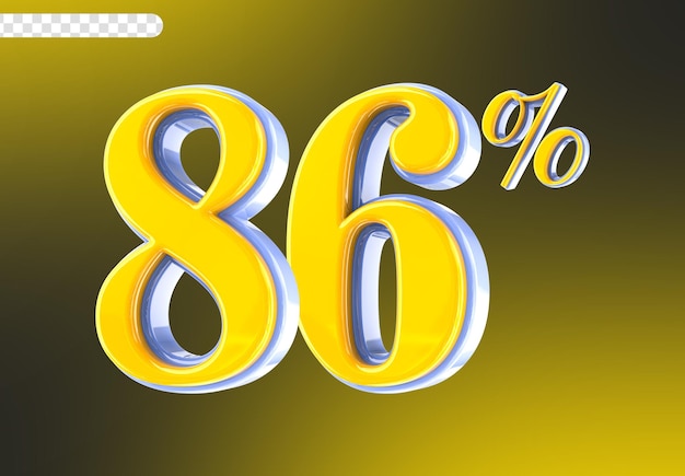 PSD bianco con numero giallo 86 render 3d