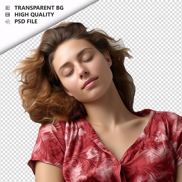 White woman napping ultra realistic style white backgroun