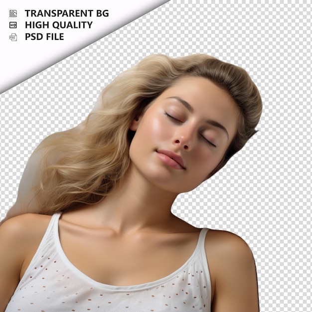 PSD donna bianca addormentata in stile ultra realistico con sfondo bianco