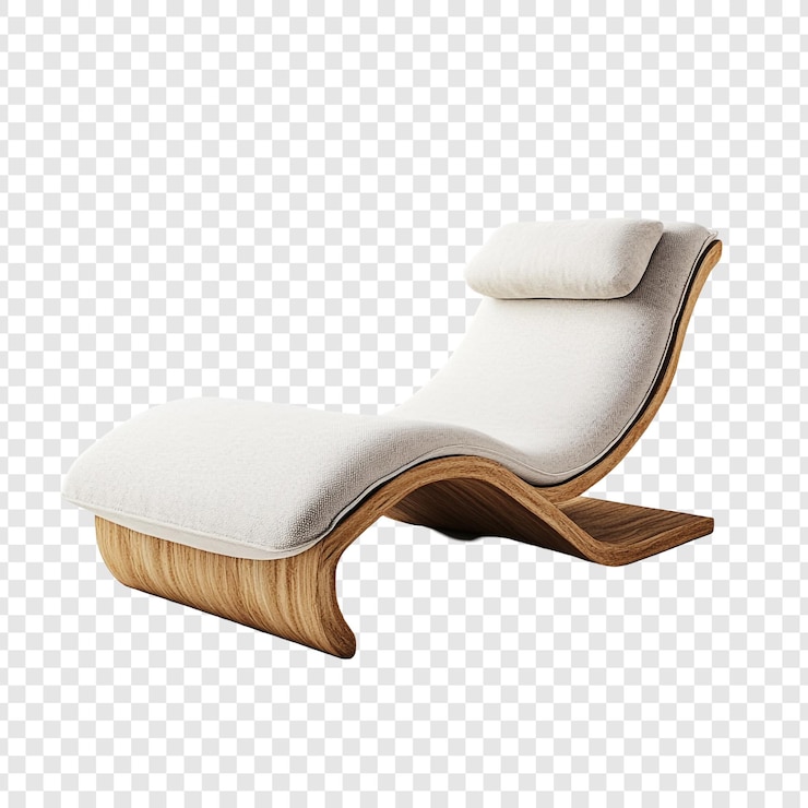 PSD white and wood lounge chair