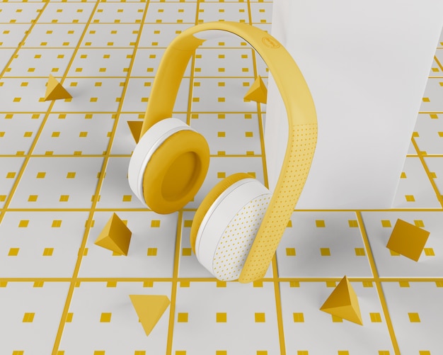 White and yellow  minimalistic headphones wireless