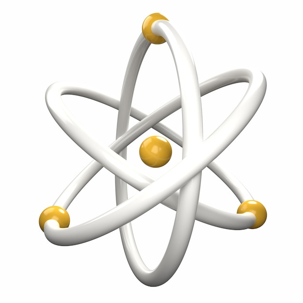 PSD a white and yellow model of a atom