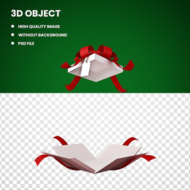 PSD whiteandred opende geschenkdoos
