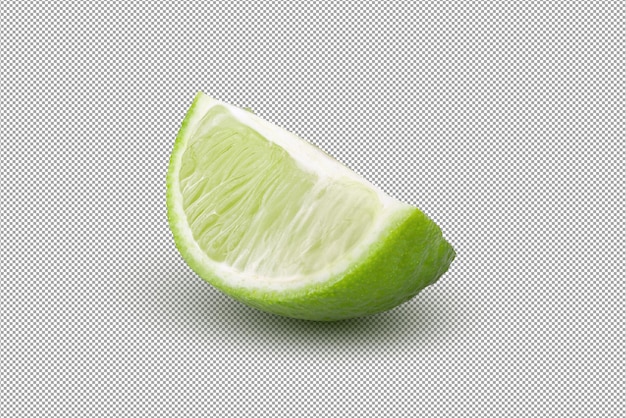 PSD 전체 및 얇게 썬 라임, 알파 배경에 분리된 신 녹색 과일.