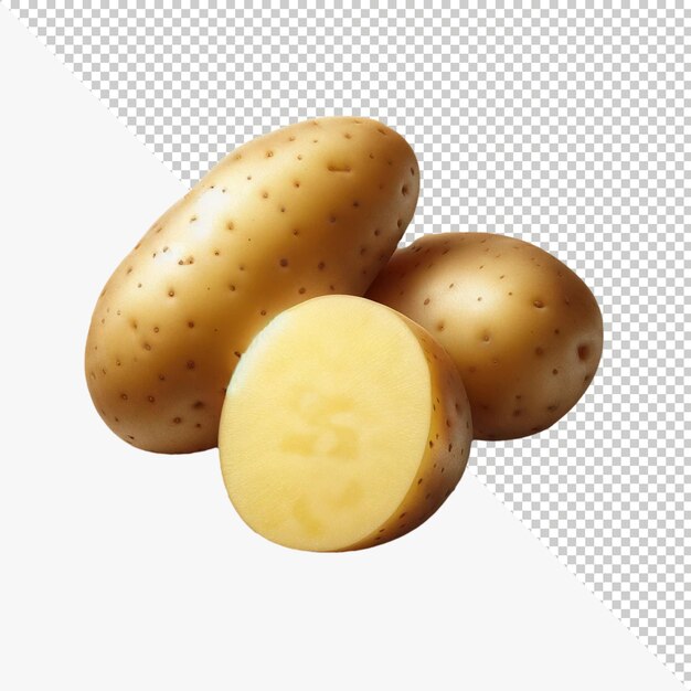 PSD whole and halved potato high resolution with transparent background