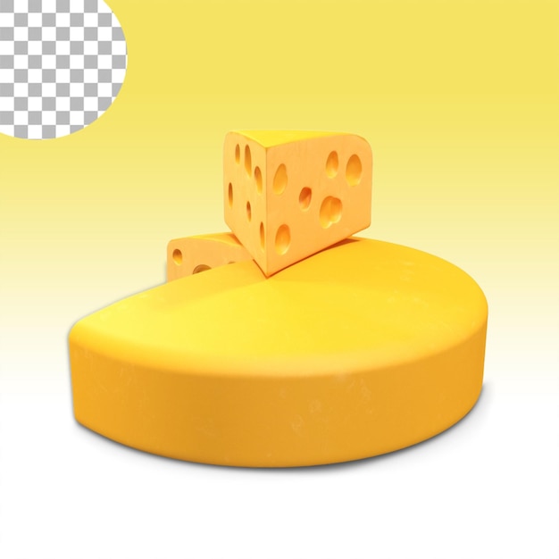 PSD a whole head of yellow cheese with a cut piece