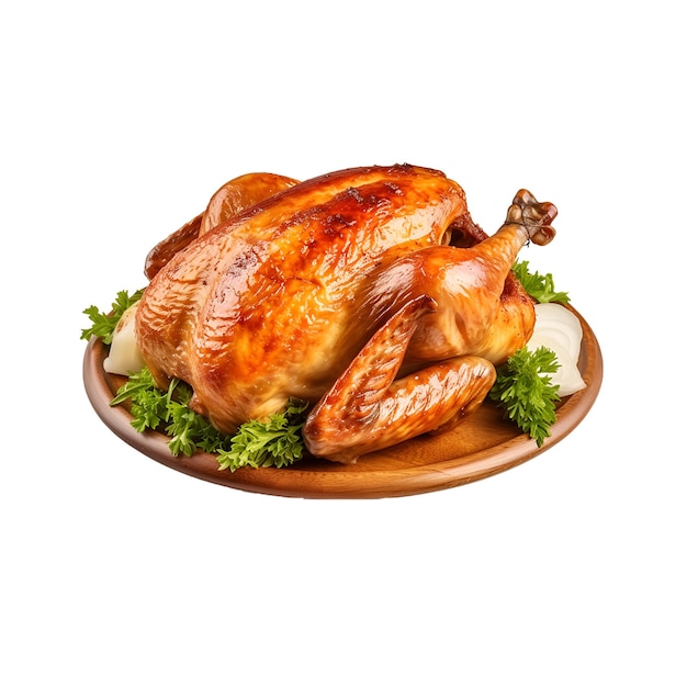 Whole roasted chicken vector