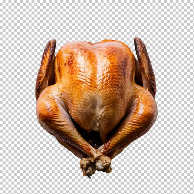 Whole roasted Thanksgiving turkey with golden brown skin isolated
