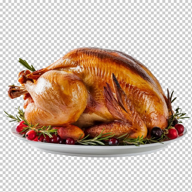 whole roasted thanksgiving turkey with golden brown skin isolated