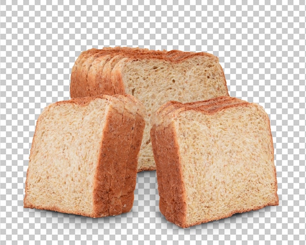 Ломтики цельнозернового хлеба на белом фоне