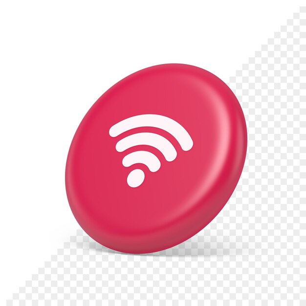 wi fi internet connection button high speed wireless cyberspace digital network 3d side view icon