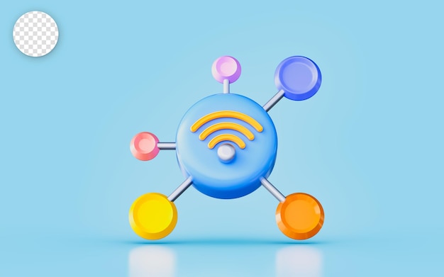 PSD wi-fi teken 3d render concept voor draadloze multimedia-verbinding internet wereldwijde netwerken