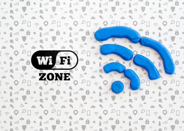 PSD wi-fi zone with blue signal waves