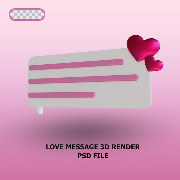 PSD wiadomość o miłości w renderowaniu 3d