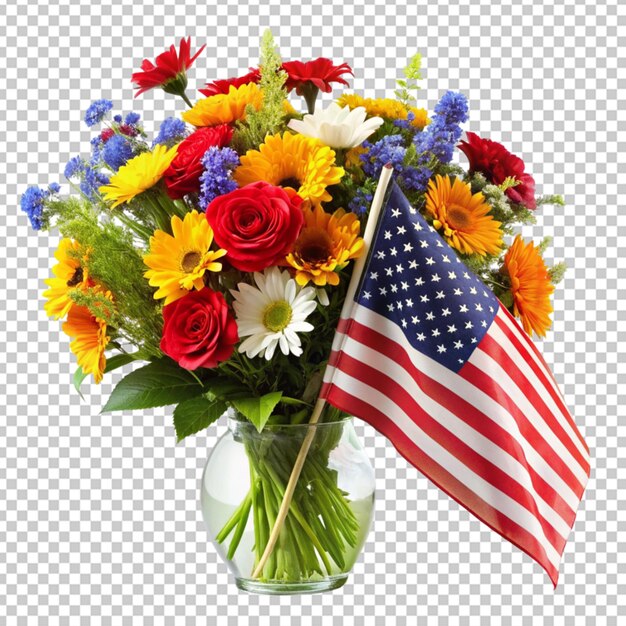 Wiadro Kwiatów Z Amerykańską Flagą
