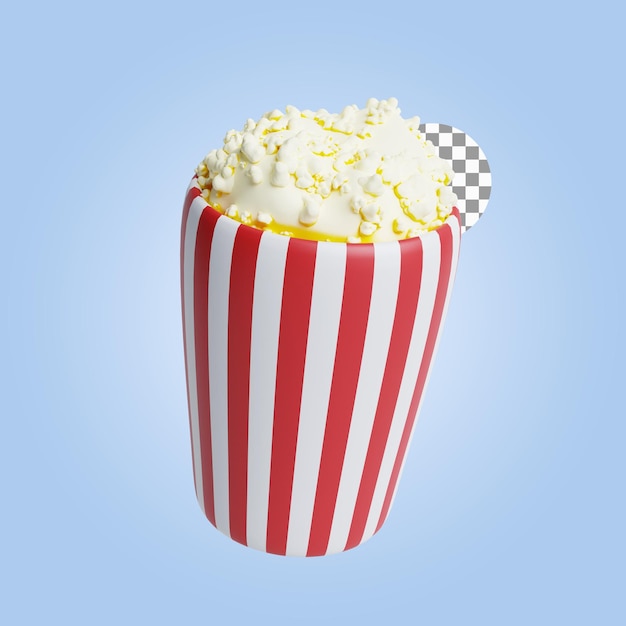 PSD wiadro popcornu z ilustracji renderowania 3d popcornu