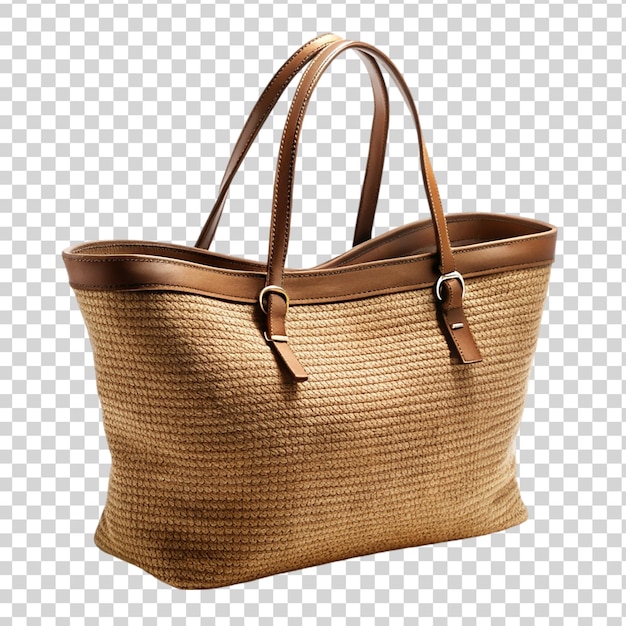 PSD wicker bag isolated on transparent background