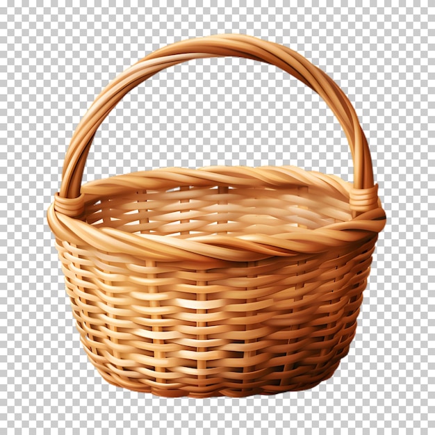 PSD wicker basket png isolated on transparent background