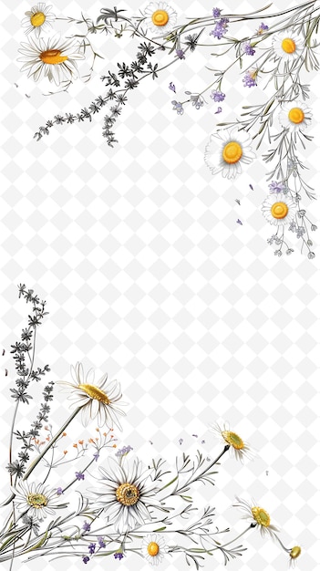 PSD wicker frame filled with daisies and adorned with lavender s creative vector art designs of nature