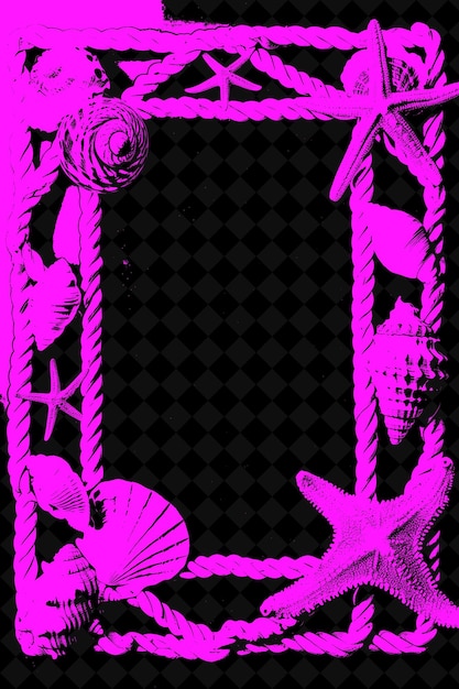 Wicker Frame met Macram Strings en Seashell Embellishments PNG Creatief achtergrondontwerp