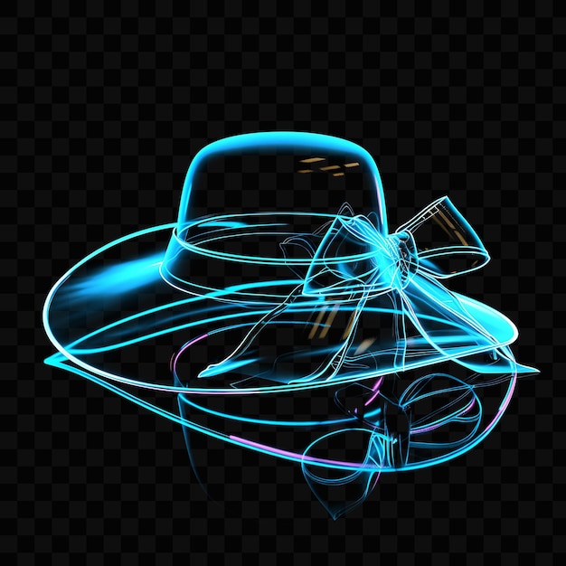 PSD wide brimmed hat with a stylish ribbon and a polished look m glowing object y2k neon art design