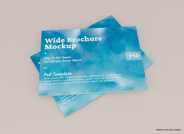 Wide brochure mockup design isolated