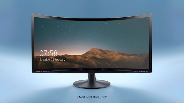 PSD monitore curvo a schermo largo mock up