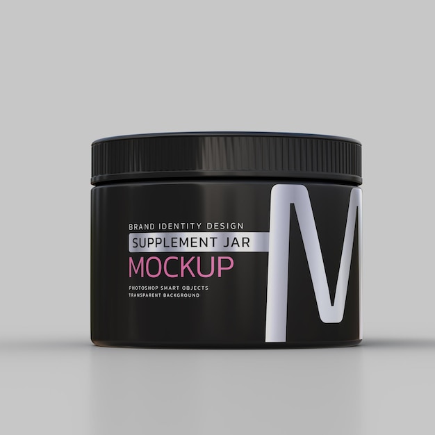 PSD wide supplement jar label mockup